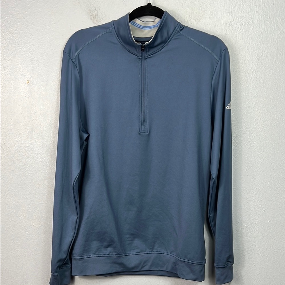 Adidas Blue Long Sleeve 1/4 Zip Athletic Pullover Small